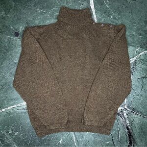 Perry Ellis Vintage Sweater Womens Small Wool Olive Green Old Money Luxury Retro